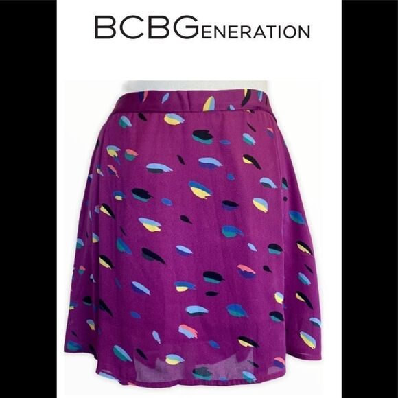 Bcbgeneration purple beaded embellished printed skirt size medium - Picture 1 of 10